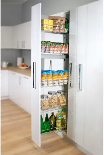 Выдвижные системы для кухонных пеналов колонна выдвижная maxima classic cargo maxi в базу 150 мм, правая