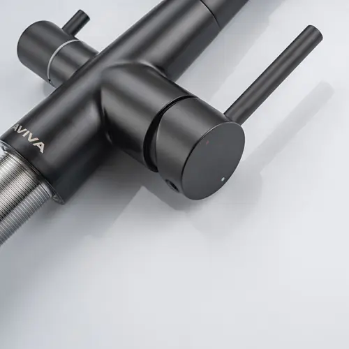 Смесители Avivacom смеситель кухонный avivacom с гибким изливом и краном для питьевой воды, черный матовый