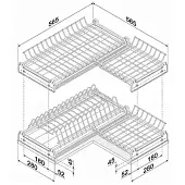 Сушки для посуды в верхний шкаф сушка для посуды alba угловая, в модуль 600х600мм