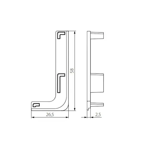 Золото матовое заглушка для l-образного профиля sola, левая, золотой пластик
