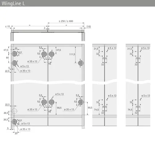 Система WingLine L 2024 комплект фурнитуры wingline l, heavy, самозакрывание, серый, l
