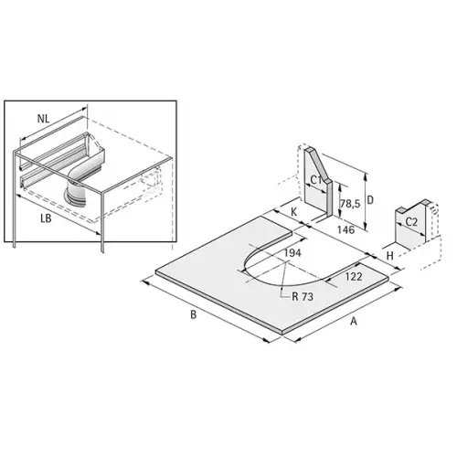Комплектующие для InnoTech Atira u-образная стенка для ящика innotech atira под мойку, антрацит