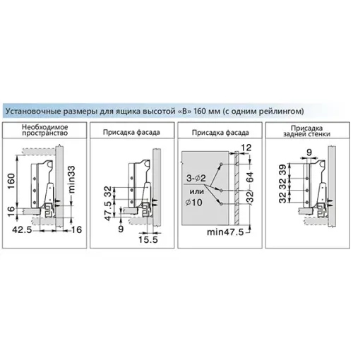 Ящики DTC комплект ящика dtc dragon box, с доводчиком, nl-450*84,5 мм (1 рейлинг), серый