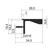 Латунь браш ручка-профиль горизонтальный для полок 18мм, 4000мм, латунь