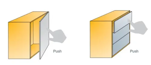 Механизмы открывания, демпферы толкатель titus push to open k2 накладной для петель и ящиков, серый